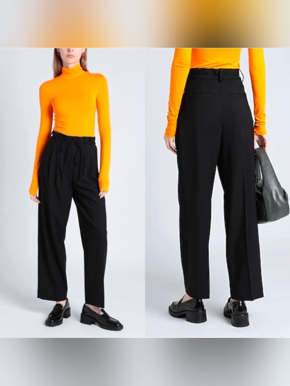 & Other Stories Relaxed Fit Paperbag Trousers Black